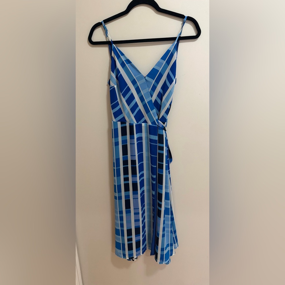 Allison Joy Blue and White Plaid Midi Dress